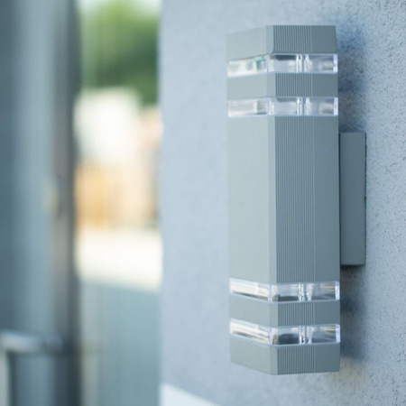 Fassade Wandleuchte doppelt oben unten INEZ DUO LED 2x GU10 ALUMINIUM silber IP54