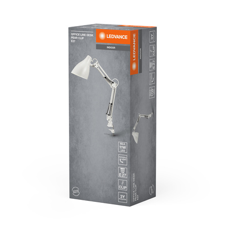 Tischlampe Schreibtisch Leuchte Stehend Clip Einstellbar E27 Weiß USB-C Büro Linie Ledvance