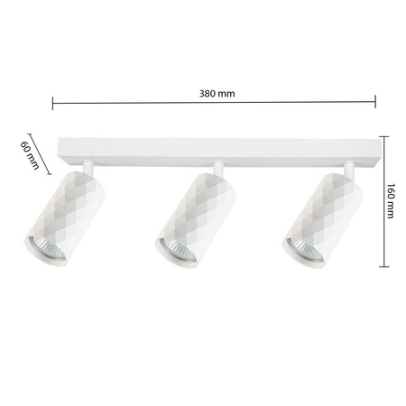 Spot Tuba Reflektor Halogen-Deckenleuchte 3x GU10 Moving White Glamour Masterled