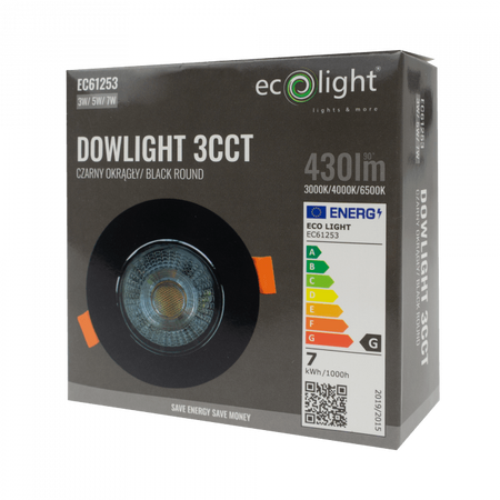 LED-Einbauleuchte 3W / 5W / 7W CCT Schwarz Rund DOWNLIGHT Ecolight