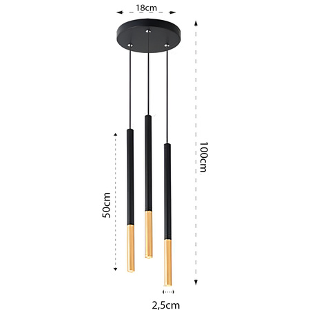 PIERO Hängeleuchte 3xG9 Verstellbar Schwarz und Gold Rund MASTERLED