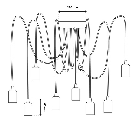 Pendelleuchte mit 8x E27-Sockeln einstellbare, Hängelampe Schwarz mit 8-fach Pendel Spinne Arane LUMILED