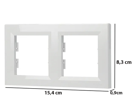 2-fach horizontaler Rahmen für Doppelsteckdose weiß ASFORA