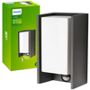 Gartenleuchte LED Wandleuchte BRIDGE myGarden E27 IP44 mit Bewegungsmelder Rechteckig Anthrazit PHILIPS