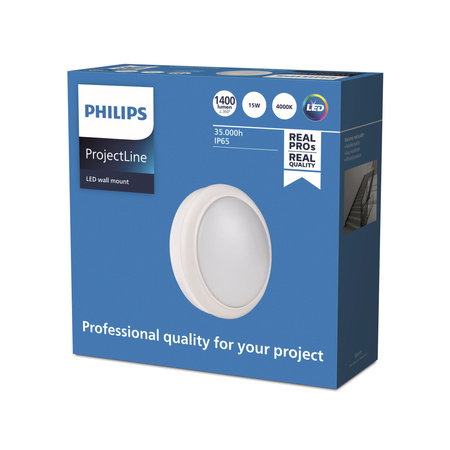 LED-Außenleuchte 15W 1400lm 4000K IP65 Hermetisch Weiß Projetline Philips