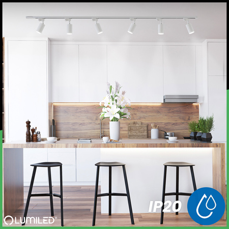 2m Stromschiene + 6x Schienenstrahler GU10 Weiß-Gold SAGI LUMILED