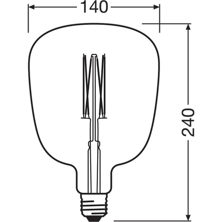 Dekorative Leuchtmittel E27 G140 4,5W = 15W 150lm 1600K Warm 220° Filament dimmbar OSRAM Vintage 1906