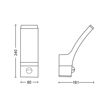 Gartenleuchte LED Wandleuchte SPLAY IR myGarden 12W 2700K IP44 mit Bewegungs- und Dämmerungssensor Anthrazit PHILIPS