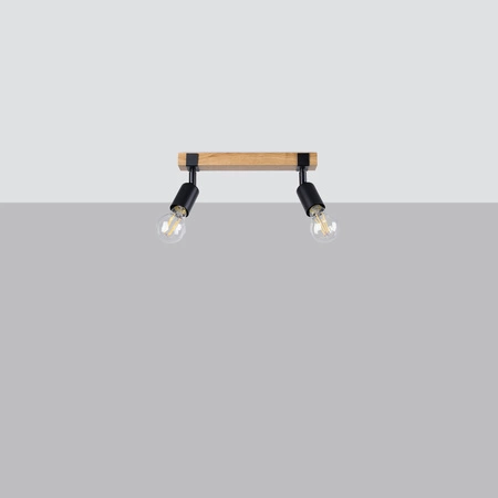 ZUCA 2 2xE27 Schwarz Holz Modern SOLLUX Deckenleuchte