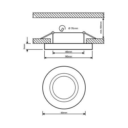 Einbaustrahler GU10, MR16 Einbauspot HALOGEN Runde beweglich Schwarz VENTUS LUMILED