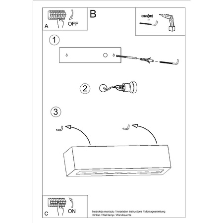 Wandleuchte VEGA E27 Up-Down Rechteckig Keramik Modern Schwarz SOLLUX