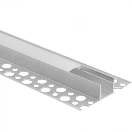 LED-Anbauprofil aus Aluminium für Gipskarton / Gipskarton 1m mit Milchglasdiffusor und Ecolight-Endkappen