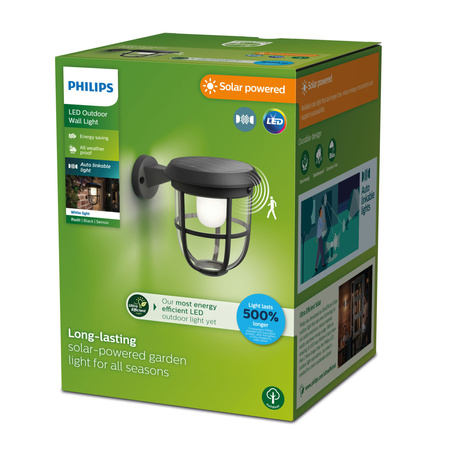 Gartenleuchte LED Solar-Wandleuchte RADII 1.3W 3000K IP44 Dämmerungs-Bewegungsmelder PHILIPS