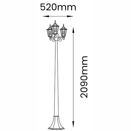 Gartenleuchte 3x E27, Gartenlaterne 2m Patina BELLIS LUMILED