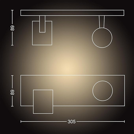 LED Spot Runner Weiß 2x 4.2W CCT PHILIPS HUE Bluetooth Zigbee Deckenleuchte + Dimmschalter