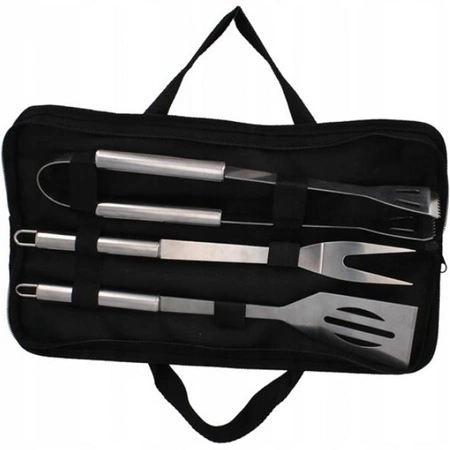 3er Set Grillzubehör Spatel Zange Gabel + Etui