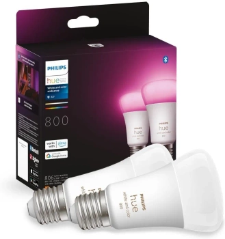 2PAK LED-Glühbirne E27 A60 6,5W CCT RGB PHILIPS HUE Weiß & COLOR Ambiente Bluetooth Zigbee