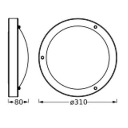 Plafond Badezimmer-Deckenleuchte E27 Chrom IP44 31cm Badezimmer-Deckenleuchte Ledvance