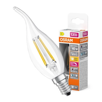 LED Leuchtmittel E14 BA35 3,4W = 40W 470lm 2700K Warm 300° CRI90 Filament OSRAM SUPERSTAR+ Dimmbar