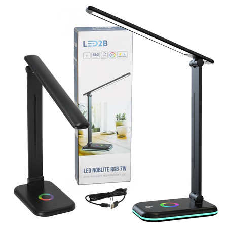 LED 7W 460lm CCT 120° Wiederaufladbare Schreibtischlampe Schwarz Noblite Kobi