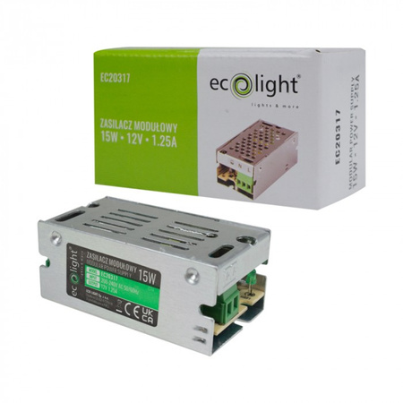 Modulares Netzgerät für LED-Streifen 15W 12V 1.25A IP20 SLIM Ecolight