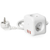 KOBI LINEA PRO CUBE 3x230V Splitter mit Masse und Schalter + 4xUSB Weiß