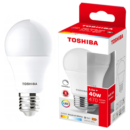 LED-Lampe E27 A60 5.5W = 40W 470lm 4000K Neutral Dimmbar TOSHIBA