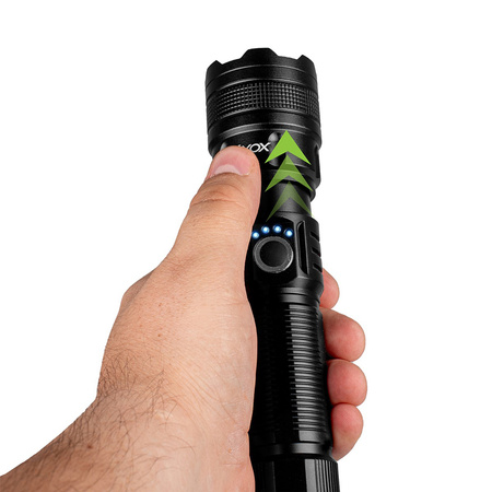 Wiederaufladbare taktische LED-Taschenlampe 600lm 10W Leistungsstarke ZOOM POWERBANK VA0179 VAYOX