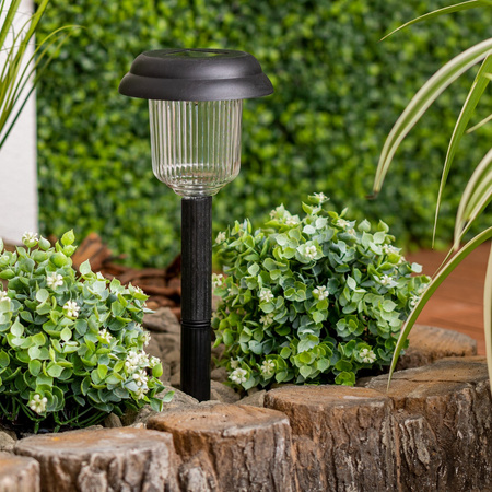 LED SOLAR Gartenlampe schwarz eingebettet 6000K kaltweiß 41cm