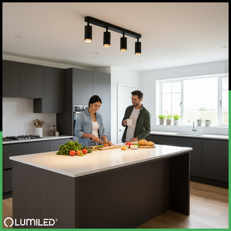 Reflektor-Deckenleuchte 4x GU10 ELIGIS Schwarz LUMILED