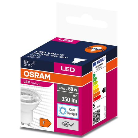 GU10 LED Leuchtmittel 4,5W = 50W 350lm 6500K kalt 60° OSRAM Value