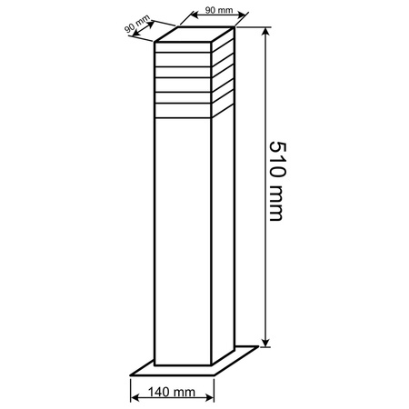 Gartenlampe für den Außenbereich E27 Schwarzer Pfosten quadratisch 50 cm