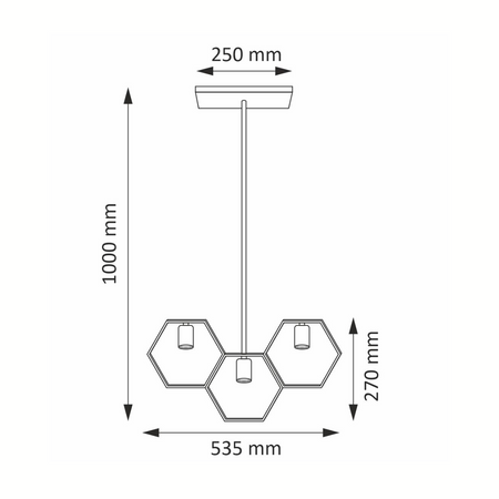 Retro Loft Deckenpendelleuchte 3x E27 schwarz + gold Honey GOLDLUX (Polux)