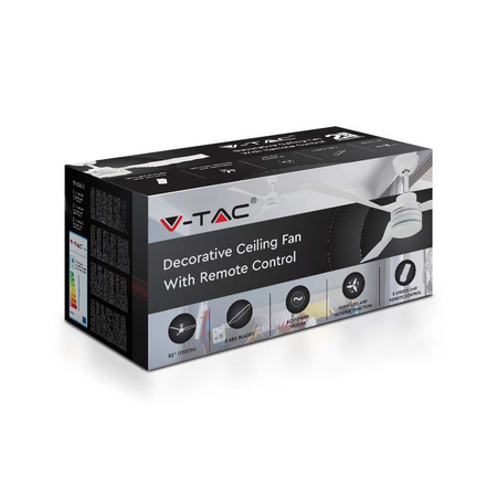 Deckenventilator 65W mit RF-Fernbedienung 3 Arme Weiß 130 cm VT-6552-3 V-TAC