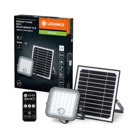 Solar Flutlicht LED Außenlampe 10W 1400lm 4000K IP65 Schwarz mit Bewegungs- und Dämmerungssensor Endura Ledvance