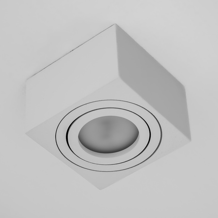 Halogen-Aufbauleuchte GU10, Aufbauspot 50mm beweglich Quadrat Weiß+LED-Einsatz 7W 3000K AMAT-S LUMILED