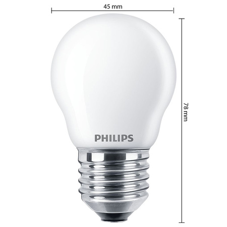 LED-Kugelbirne E27 P45 6,5W = 60W 806lm 2700K warmes Filament milchig PHILIPS