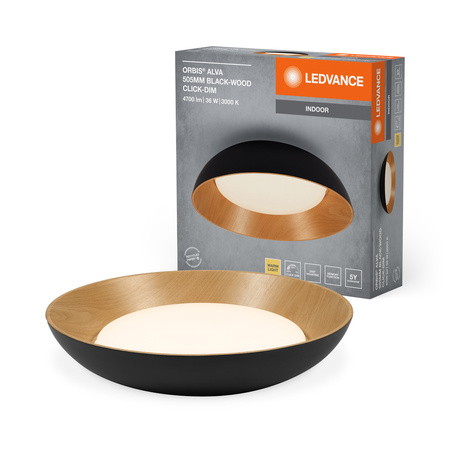 LED-Deckenleuchte Plafond 36W 3000K Warm Dekorativ Schwarz Holz LEDVANCE