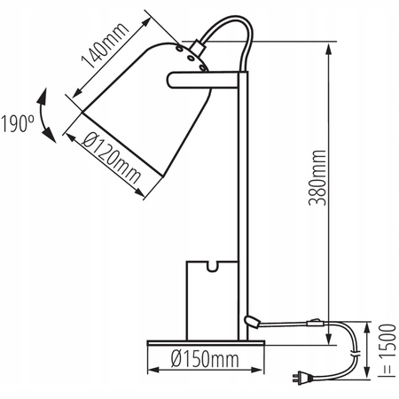 Schulnachttisch-Schreibtischlampe + Organizer Raibo E27 5W Schwarz KANLUX
