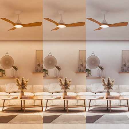 Deckenventilator 28W LED-Deckenleuchte 24W 2650lm 3000/4300/6500K CCT Braun Weiß + Pilot Olas Philips