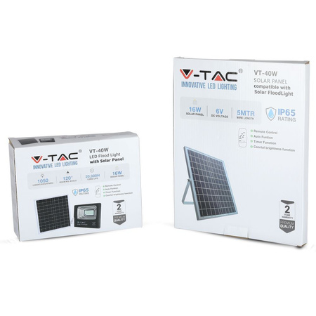 LED Fluter 16W 4000K IP65 + Solarpanel Mit Fernbedienung VT-40W V-TAC