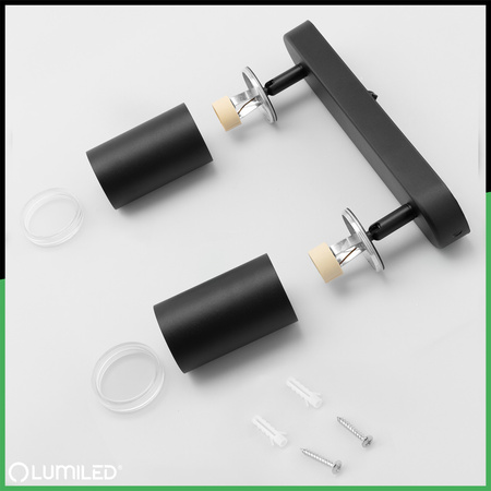 LED-Spot-Reflektor-Deckenleuchte 2x GU10 IP44 ADERO Schwarz Lumiled