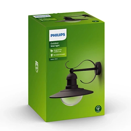 Gartenleuchte LED Wandleuchte TOPIARY myGarden E27 IP44 Nach unten gerichtete Laterne Schwarz PHILIPS