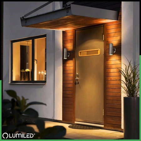 Wandleuchte Außen GU10, Garten-Wandleuchte IP44 nach oben und unten Schwarz ZINNA INOX LUMILED