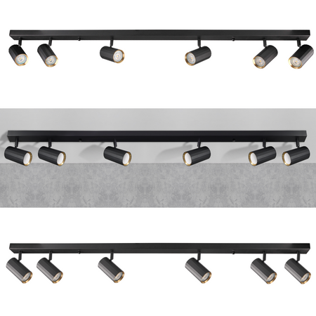 Wand- und Deckenstrahlerleuchte 6x GU10 Schwarz Gold NICEA Sanico Goldlux