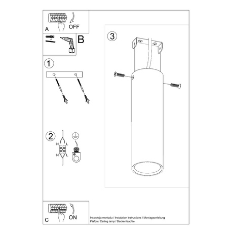 Anbauleuchte LAGOS GU10 Halogen Spot Tuba 20cm Weiß SOLLUX