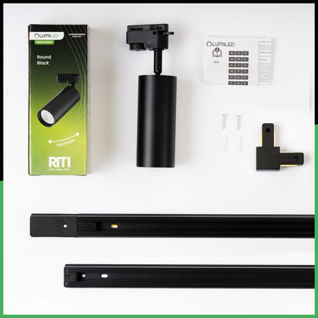 Rail Kit Schiene 3m + 5x GU10 LED Strahler Schwarz