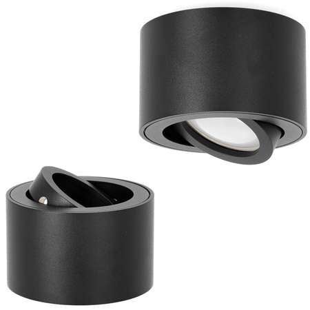 Aufputz-HALOGEN-SPOT 50 mm schwarz rund bewegliche Leuchte OH36S Kobi