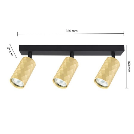 Spot Tuba Reflektor Halogen Deckenleuchte 3x GU10 Moving Black Gold Glamour Masterled