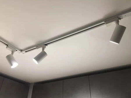 2m Stromschiene + 4x Schienenstrahler GU10 Weiß Quadratisch LUMILED